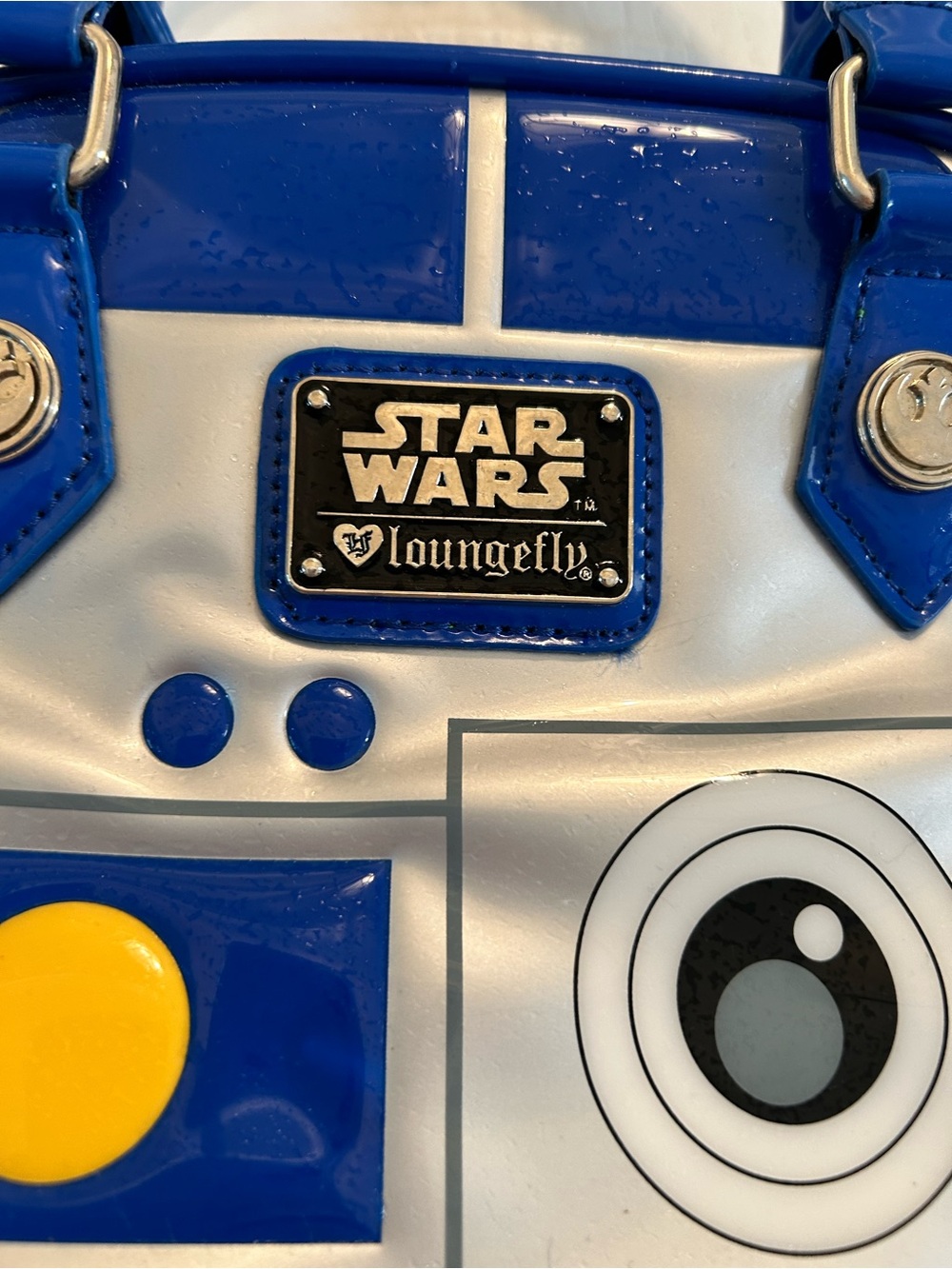 Loungefly Star Wars R2-D2 Patent Blue, White & Silver Dome Satchel - Picture 4 of 6